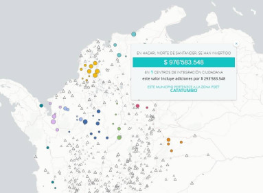 Mapa interactivo que muestra la cantidad de dinero invertido en edificar CICs en todo el país. Datos hasta diciembre de 2018.