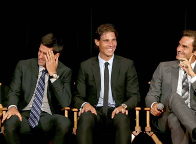 De izquierda a derecha: Novak Djokovic, Rafael Nadal y Roger Federer.