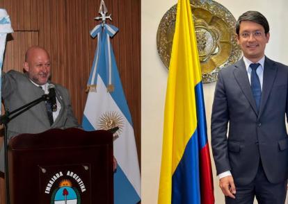 Embajador de argentina en Colombia, Gustavo  Dzugala y el embajador de Colombia en Argentina Camilo Romero y