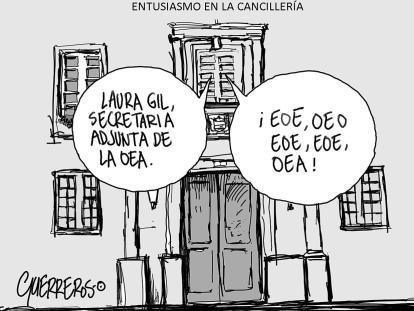 Caricatura de Guerreros del 6 de mayo: Entusiasmo en la Cancillería