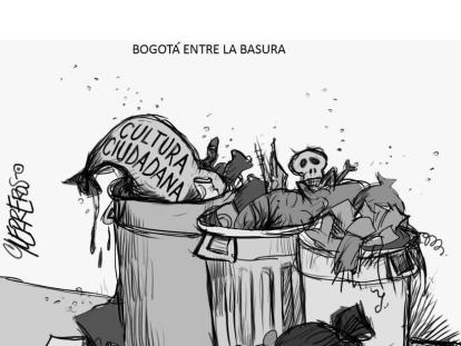 Bogotá entre la basura - Caricatura de Guerreros