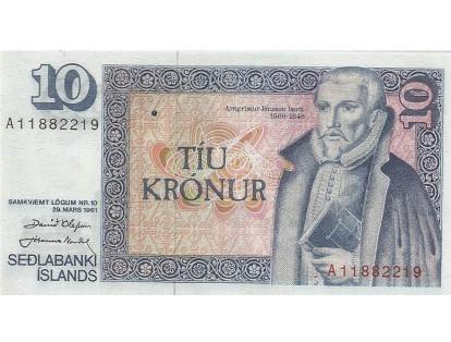 El billete de 10 coronas islandesas, hoy en desuso, retrata a Arngrímur Jónsson, un erudito y escritor que se enfocó en temas como el nacionalismo europeo.