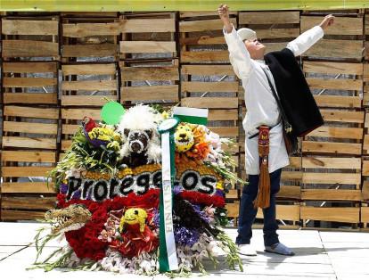 Stiven Florez Yepes, fue el ganador de la categoría Infantil del Desfile de Silleteros. Su silleta promovía la protección de los animales.