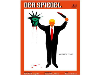 La revista 'Der Spiegel' es considerada la más influyente en Alemania. El creador de la imagen, Edel Rodríguez aseguró que la ilustración hace referencia a la "decapitación de la democracia".