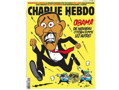 'Charlie Hebdo', de Francia, titula con 'Obama, de nuevo un ciudadano como los demás'.