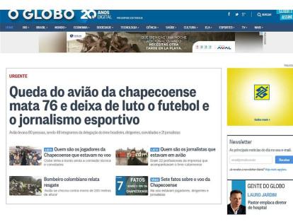 O Globo, de Brasil, habla de la tragedia para el mundo del fútbol y, también, para el periodismo deportivo. Incluyen, en portugués, la crónica hecha por EL TIEMPO sobre uno de los rescatistas.