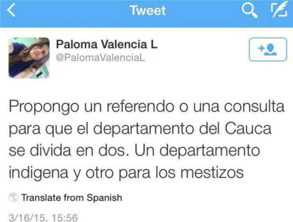 La senadora Paloma Valencia propuso el año pasado un referendo para dividir el Cauca en dos.
