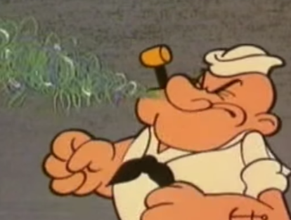 El uso de una pipa en la indumentaria de 'Popeye'  podría ser leído como una invitación al tabaquismo.