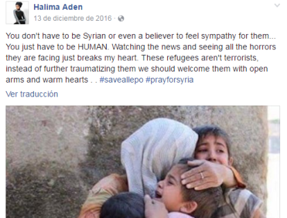 En su cuenta de Facebook, la modelo ha aprovechado para enviar mensajes pidiendo conciencia sobre la guerra en Siria. "No tienes que ser Sirio para sentir empatía por los niños.", aseguró.