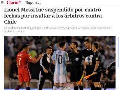 'El Clarín' de Argentina informa que la federación de fútbol de ese país (AFA) apelará la medida adoptada por la Fifa.