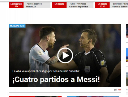 El diario deportivo español 'marca' destacó desde su titular el calificativo que la AFA le dio al castigo: "insólito".