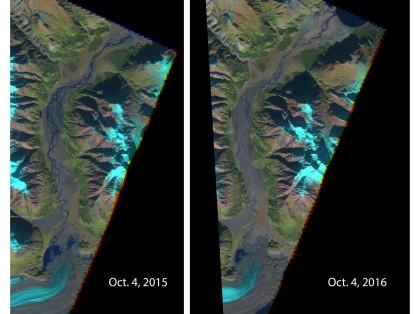 Los investigadores estudiaron imágenes, capturadas por el satélite de la Agencia Europea Espacial, donde se evidencia la dramática disminución del caudal del río Slims.
