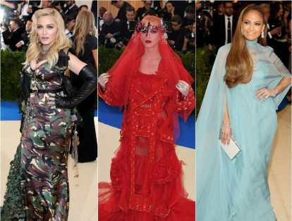 Rihanna, Madonna (i), Katy Perry (c), Jennifer López (d), Kim Kardashian, Anna Wintour y una larga lista de modelos, cantantes y de las figuras más destacadas de Hollywood desfilaron.