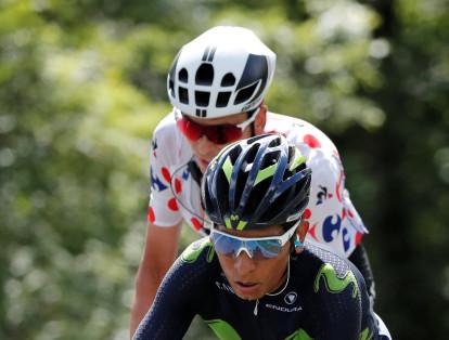 A menos de 8 km, el colombiano se disputaba el primer lugar con el español Alberto Contador. Era una ruta reñida entre los dos talentos del ciclismo mundial.
