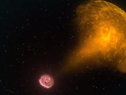 La colisión se descubrió luego de que el telescopio espacial Fermi captara una erupción de rayos gamma proveniente de una galaxia elíptica en la constelación de la Hidra.