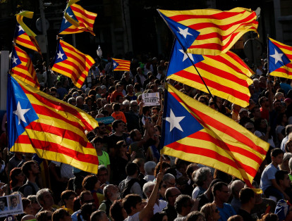 La bandera dominante fue la independentista catalana, la "estelada" y los manifestantes gritaban "ílibertad!" e "independencia".