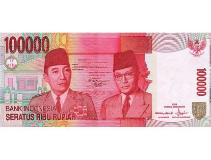 En Indonesia se pueden encontrar los billetes de 100 mil rupias, que equivale a unos US$7. Salió al mercado en el 2004.