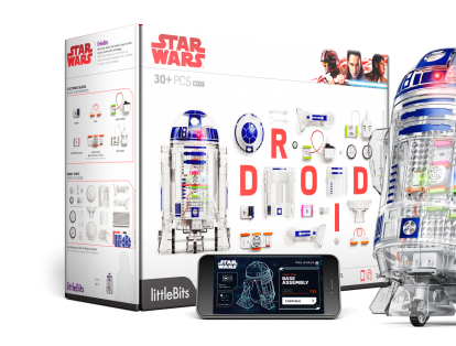 Star Wars Droid Inventor Kit. Viene con 30 piezas que incluyen circuitos y ruedas. Con el set, los niños podrán construir su propio robot. El juego se consigue por 99 dólares y es apto para niños de 8 años en adelante.
