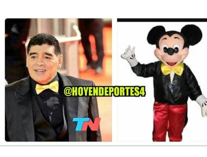 El corbatín amarillo de Maradona se robó la atención de las cámaras y de los usuarios de redes sociales, que no dejaron pasar la oportunidad de hacerle memes.