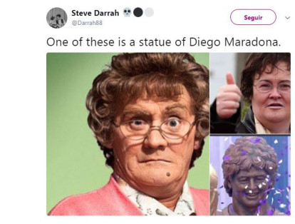 En esta imagen comparan a la estatua con una abuela y con la cantante Susan Boyle, quien se hizo famosa por su participación en el programa de televisión británico Britain's Got Talent.​