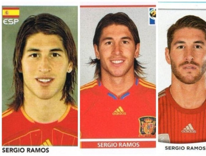 Estas son las láminas que muestran a Sergio Ramos en las ediciones Panini de los mundiales de Alemania 2006, Sudáfrica 2010 y Brasil 2014. El jugador español también participará en Rusia 2018.
