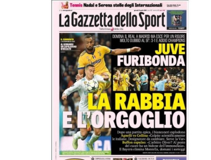 El diario La Gazzeta Dello Sport tituló: La ira y el orgullo, la Juventus furiosa: Domina al Real Madrid, pero se pita un penal muy dudoso al 97’. 3-1 y adiós a la Champions.