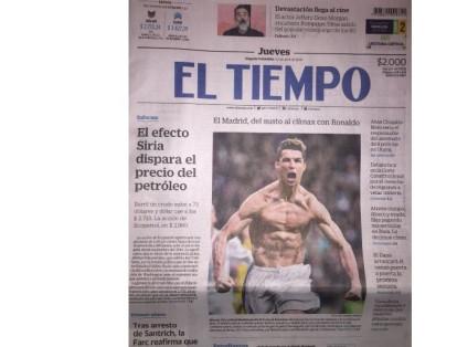 El Tiempo tituló ‘El Madrid, del susto al clímax con Ronaldo’ haciendo referencia a la clasificación dada por el penalti que convirtió el portugués, en un partido que fue cuesta arriba para el equipo merengue.