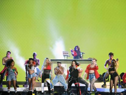 Los integrantes del grupo ochentero Salt-N-Pepa, Cheryl James, Sandra Denton y DJ Spinderella se reunieron para la ceremonia de los Billboard Music Awards en el Garden Arena de MGM en Las Vegas, Nevada.