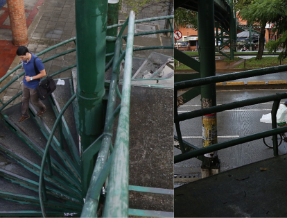 Este puente peatonal está ubicado en la avenida quinta con carrera 62, frente a la Universidad Santiago de Cali. Los habitantes se quejan por esta obra debido a que en un costado inicia con una rampa para discapacitados y al llegar al otro hay solo escaleras.