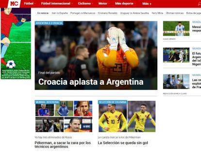 Marca, otro diario español de información deportiva, hace mención a la humillación al equipo "albiceleste" luego de un segundo tiempo que no pudo manejar.