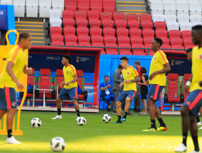 Los tres guardametas convocados, David Ospina, Camilo Vargas y José Fernando Cuadrado, se entrenaron aparte con el entrenador de porteros.