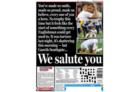 "Ustedes nos hicieron sonreír, estar orgullosos, nos hicieron creer, cada uno de ustedes es un héroe. No hay trofeo esta vez, pero se siente como el inicio de algo con lo que cada inglés podría acostumbrarse . Anoche fue una tortura, esta mañana es desagarradora":  Gareth Southgate.