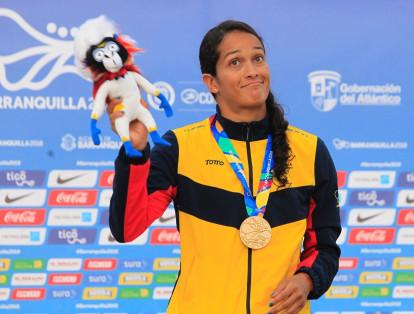 Diana Pineda, de Colombia, fue la ganadora de trampolín femenino de 1 un metro en el Complejo Acuático.