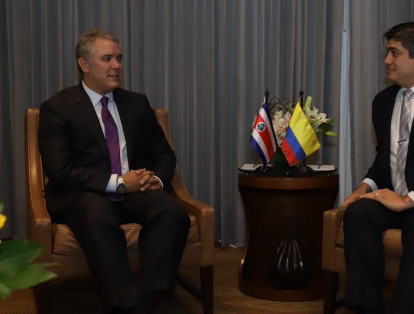 Hacia las 11:30 a.m. el presidente Iván Duque se reunió con Carlos Alvarado, presidente de Costa Rica. Los mandatarios hablaron de retos regionales, medio ambiente y la denominada economía naranja.