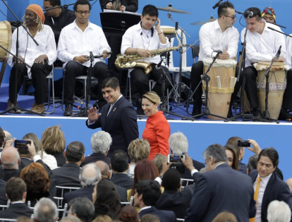 Llegada del presidente de Costa Rica, Carlos Alvarado Quesada, y su esposa.