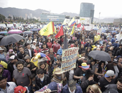 La principal cita de los manifestantes en Bogotá es en la Plaza de la Hoja, en el centro de Bogotá.