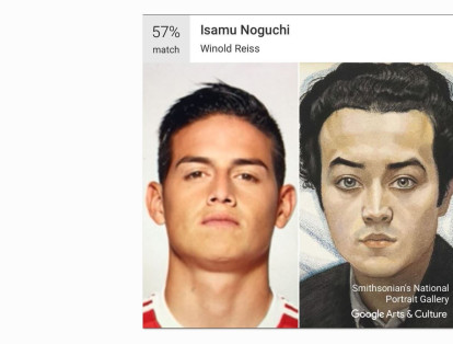 James Rodríguez fue comparado por la aplicación con el cuadro de Isamu Noguchi 'Winold Reiss'.