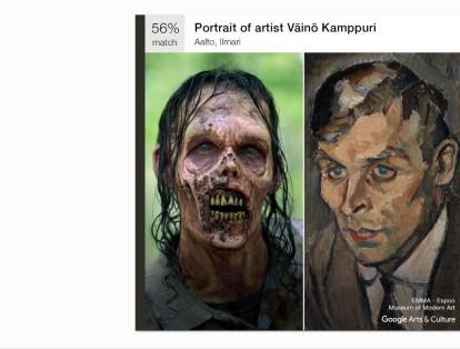 Uno de los zombis de la popular serie transmitida por Fox obtuvo el 56 por ciento de coincidencia con un retrato hecho por Ilmari Aalto, quien falleció en 1934.
