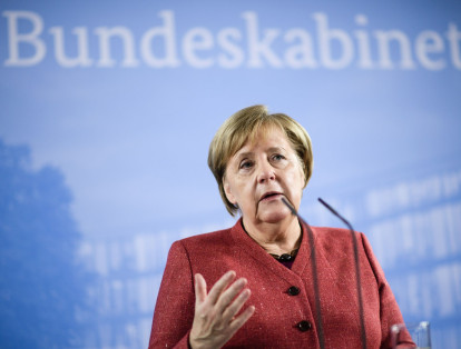 La canciller alemana, Angela Merkel, ofrece una rueda de prensa tras asistir a un Consejo de Ministros sobre digitalización.