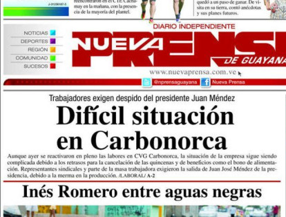 El Diario Nueva Prensa de Guayana le acabó el contrato a 23 de 40 trabajadores por no poder sostener la nómina completa. Además el periódico dejó de circular por falta de insumos.