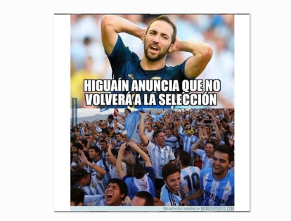 El goleador Gonzalo 'Pipita' Higuaín le dijo adiós este jueves a la selección argentina por entender que su ciclo está cumplido, aunque lanzó una ironía al afirmar que el anuncio será "una alegría para muchos".