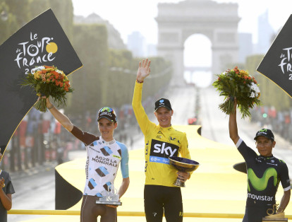 Nairo Quintana fue tercero en el Tour de Francia del 2016. Froome fue el campeón y Romain Barder, segundo.