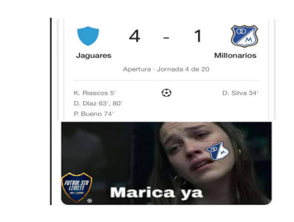 Memes de la derrota de Millonarios contra Jaguares.