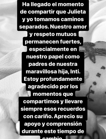Los cantantes comentaron que mantendrán una buena relación por la hija que tienen en común.