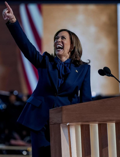 Democratic presidential nominee and US Vice President Kamala Harris