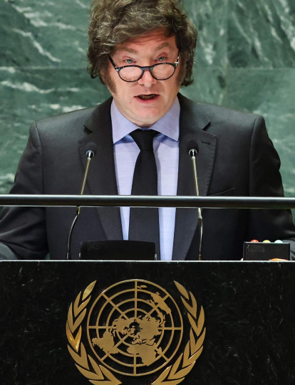 Javier Milei durante su discurso en Naciones Unidas.