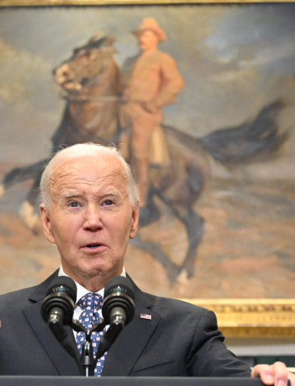 US President Joe Biden speaks on Hurricane Helene response in the Roosevelt Room of the White House in Washington, DC, on September 30, 2024. (Photo by Mandel NGAN / AFP)