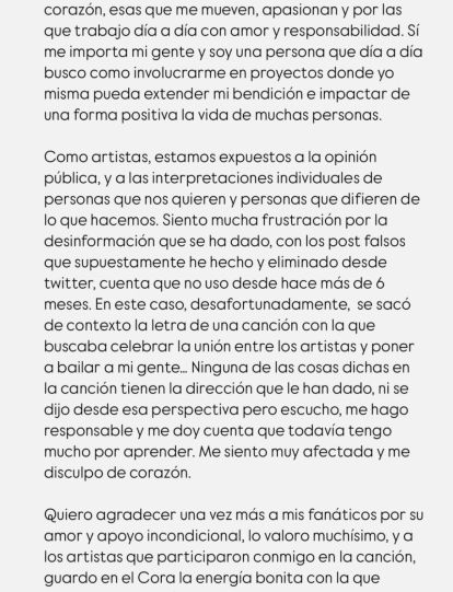 Karol G se pronuncia por la polémica de +57