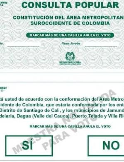 Tarjetón para la consulta popular de este domingo.