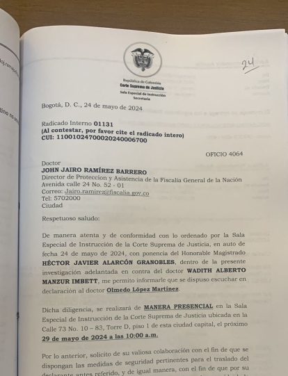 Los Documentos Con Los Que La Corte Suprema Asegura Que Sí Citó A Olmedo López A Declarar Como 0265